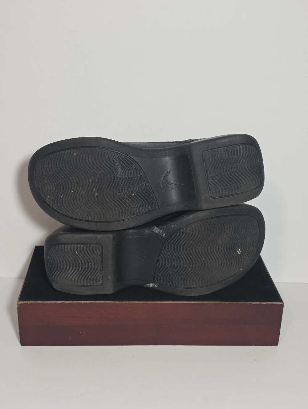 Vintage Black Leather Platform Oxford Shoes Wingtip Brogue Lace Up Women Size 37